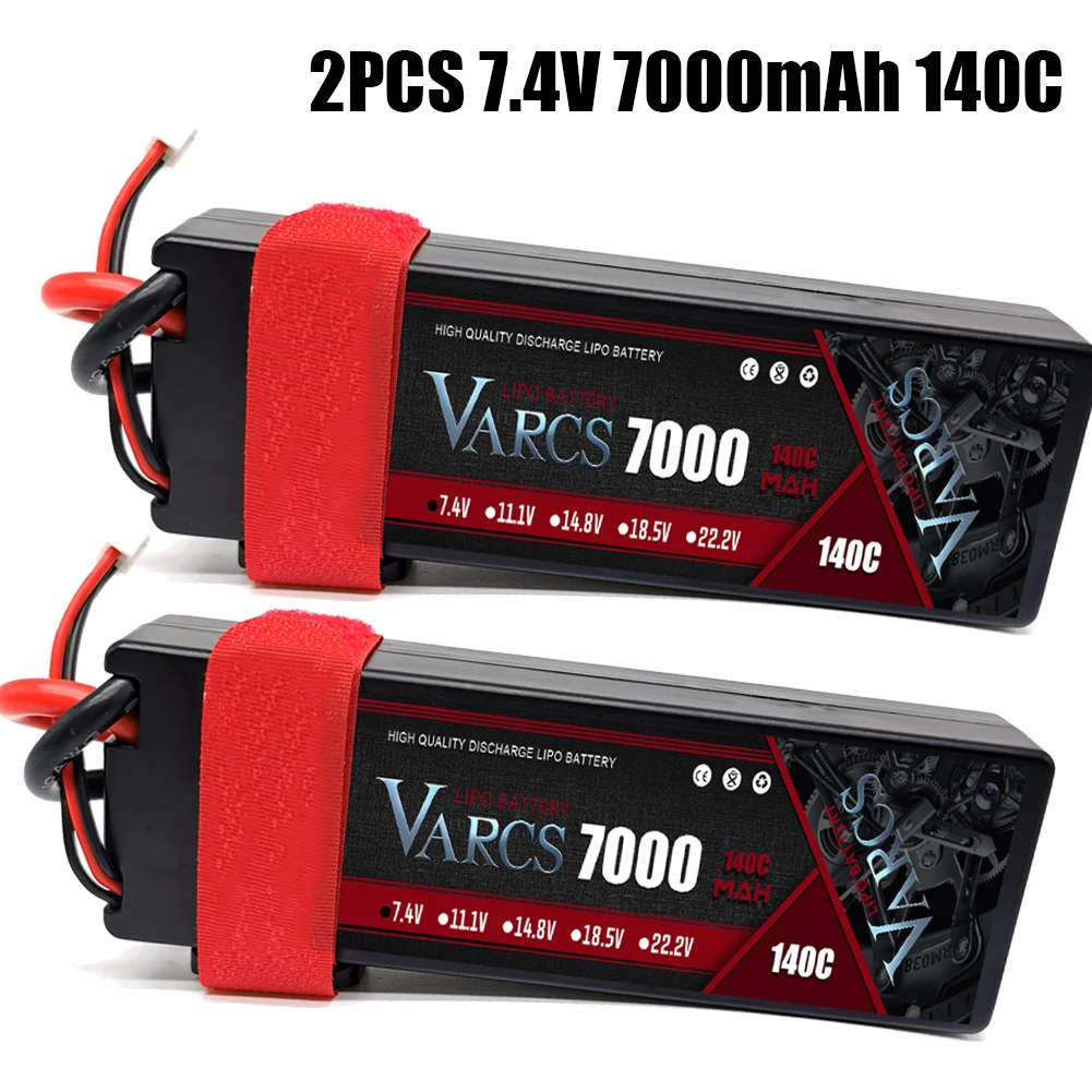 

2PCS VARCS Lipo Batteries 2S 7.4V 7000mAh 140C/280C HardCase for RC 1/8 /10 Car Off-Road Buggy Truck Boats Drone salash Parts