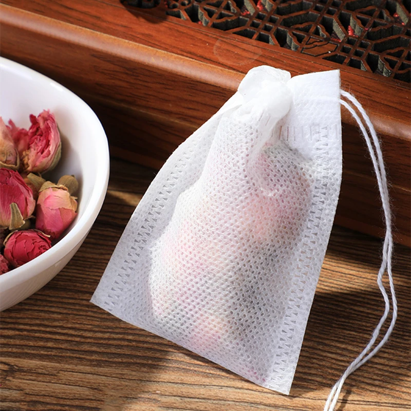 Bolsita de papel de filtro para t&eacute; y caf&eacute;, bolsa de tela no tejida de grado alimenticio, con cord&oacute;n, para hierbas sueltas, 1200 Uds.-3