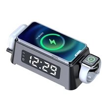 4 IN 1 Alarm Clock 15W Wireless Charger Pad For Apple Watch iPhone 12 Pro 11 XS Max XR X AirPods Pro Fast Wireless Charging Dock