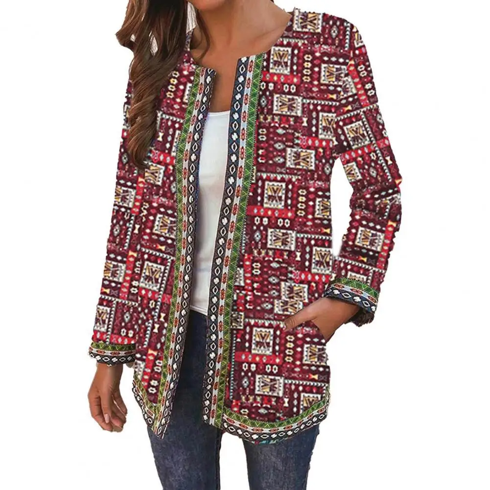 

Зимнее пальто с этническим принтом, стильная осенняя куртка в клетку с геометрическим рисунком