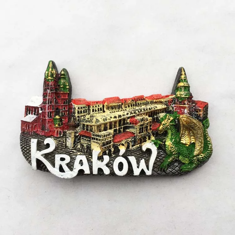

QIQIPP The landmark building of Maria Church in the Central Square Krakow Old Town, Poland, is a souvenir refrigerator sticker