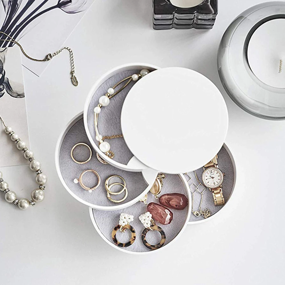 INS скандинавском Стиль 4 слоя коробка для хранения ювелирных изделий вращающийся