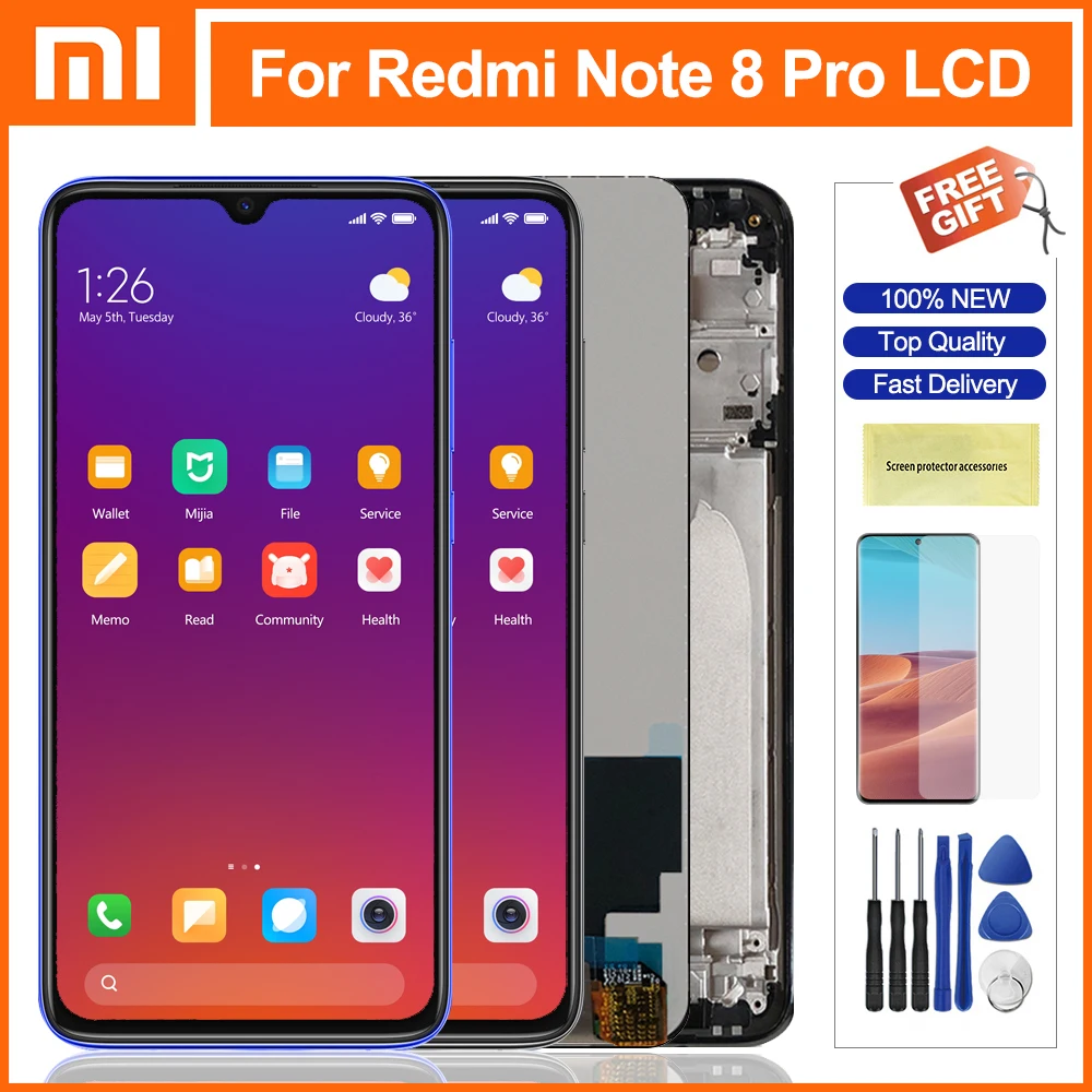 

ЖК-дисплей для Xiaomi Redmi Note 8 Pro, сменный сенсорный ЖК-экран с дигитайзером и рамкой для Redmi Note8 Pro, дисплей