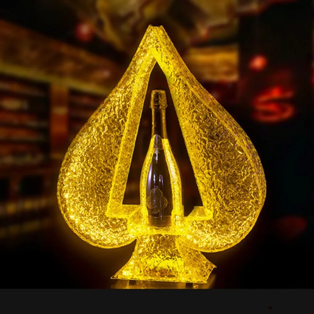 Ace of Spade-botella de champ&aacute;n LED recargable, soporte para botella de vino, c&oacute;ctel en crecimiento, para club nocturno, fiesta, sal&oacute;n, Bar-0