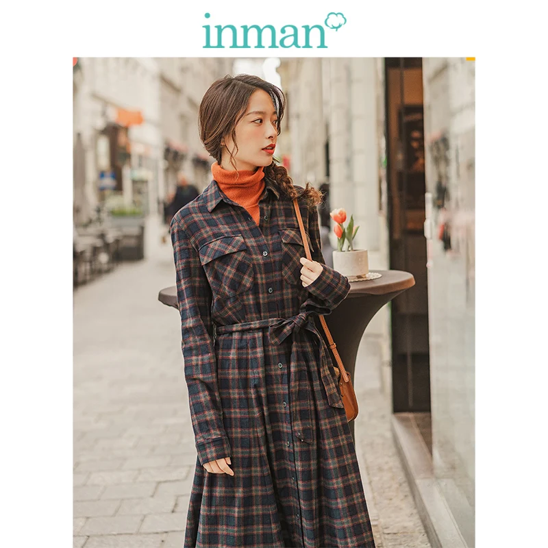 INMAN осень 2019 Новое поступление 100% хлопок элегантное отложной воротник