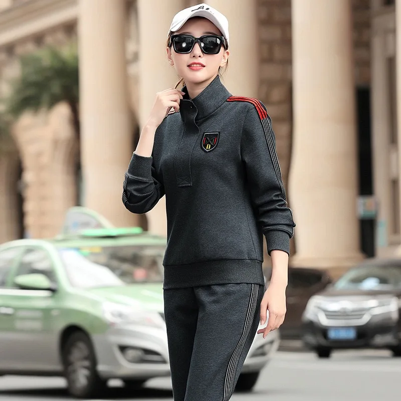 

Ke autumn unisex sports suit cotton 51% blue black grey fashion plus size sweatshirt sportswear tracksuit man sports set women