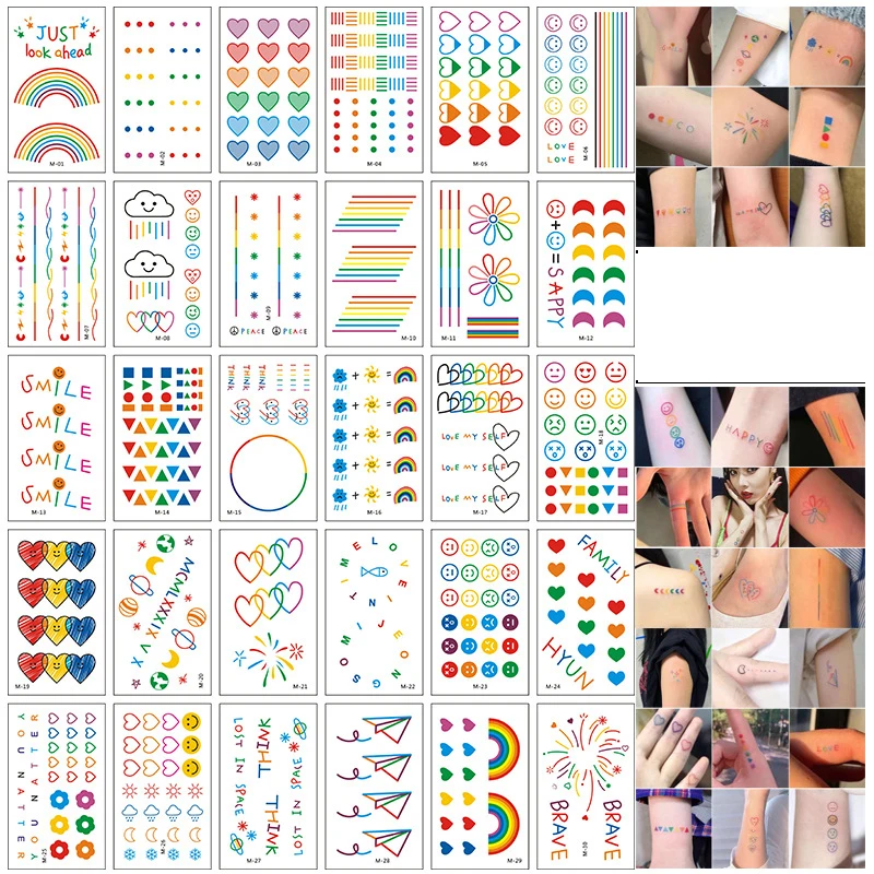 

Children stickers Line finger bracelet colorful smiley tattoo phone case sticker customization Bag decoration Fashion makeup