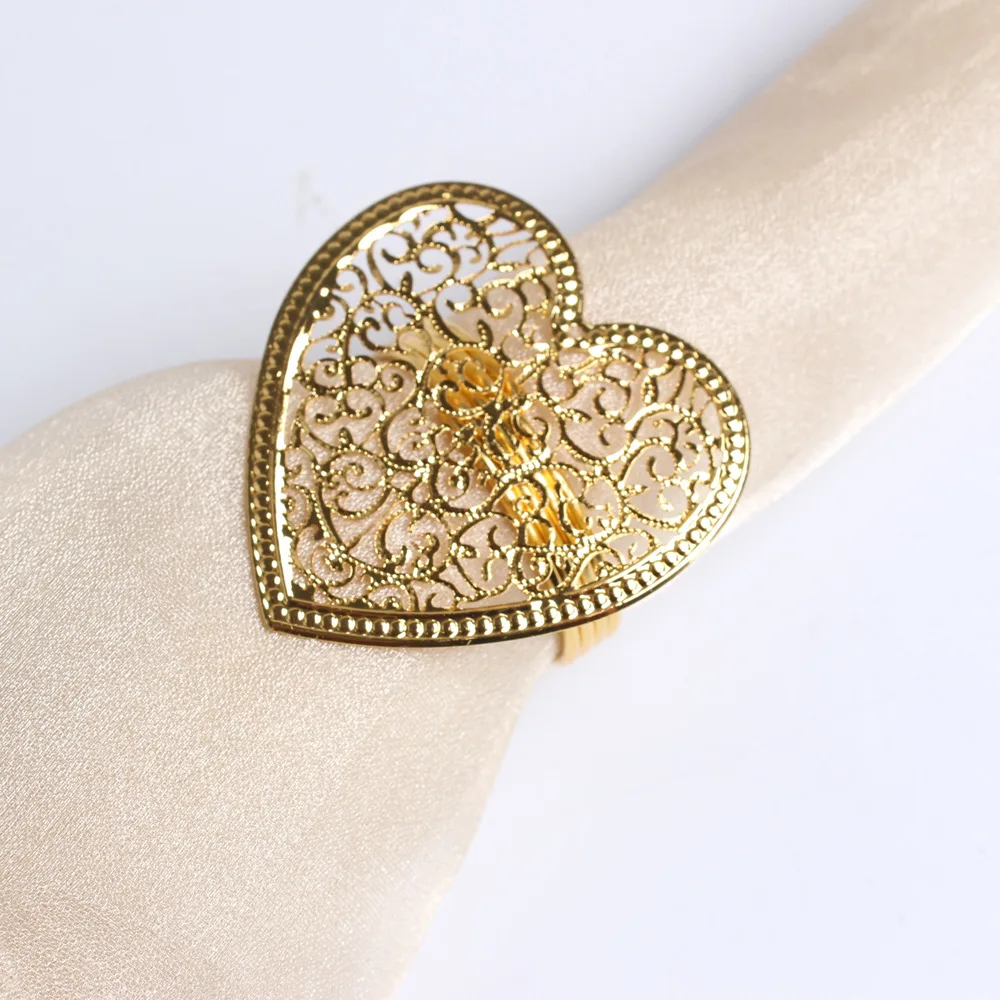 

8PCS/heart-shaped napkin ring peach heart napkin buckle Valentine's Day table jewelry golden love napkin ring