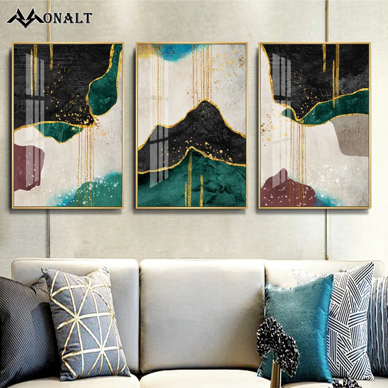 Картина на холсте Абстрактная Художественная печать плакат черная и золотая