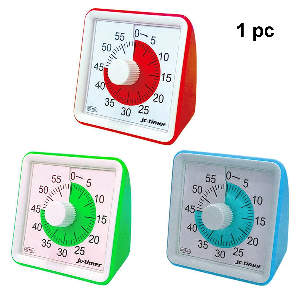 

60 Minutes Countdown Home Classroom Management Cooking Adults Timer Silent Tools Visual Analog Adjustable Student Kitchen