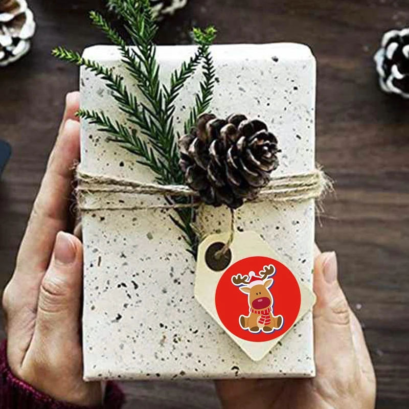 

2021 New 3 Rolls Christmas Snowflakes Elk Handmade Sticker 8 Patterns Card Box Package Seal Label Wedding Party Supplies