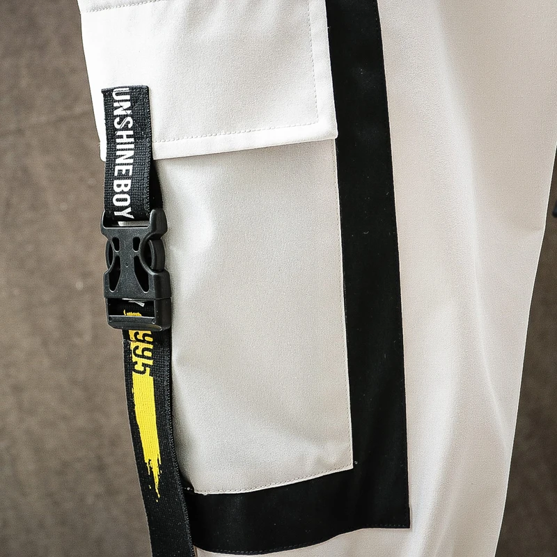 

Ribbons Men's Casual Sweatpants Multi-Pocket Jogger Streetwear Harem Pants Male 2020 New Man Cargo Pants Fashion Dropshipping