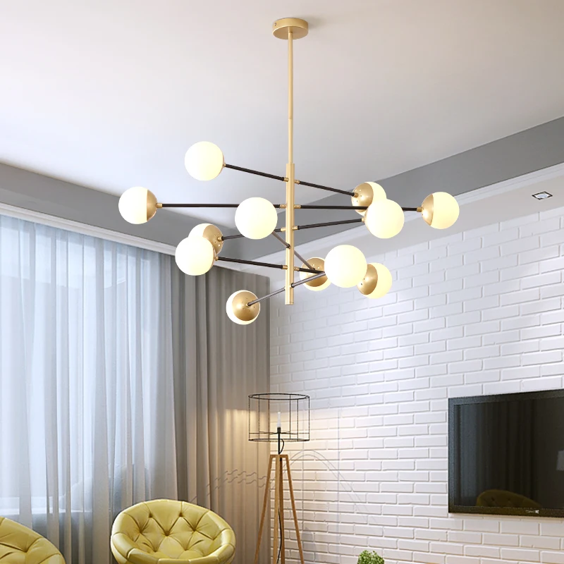 

Modern Nordic E27 Lights Black LED Chandelier Lighting Edison 4/6/8Lights Chandeliers Indoor Light Fixture Not Included Bulbs