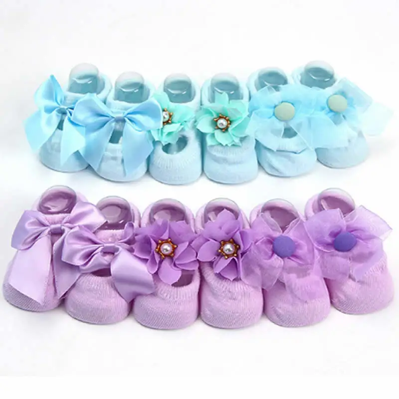 3 пары носков из тонкого хлопка кружевной бант одинокий носки-башмачки для