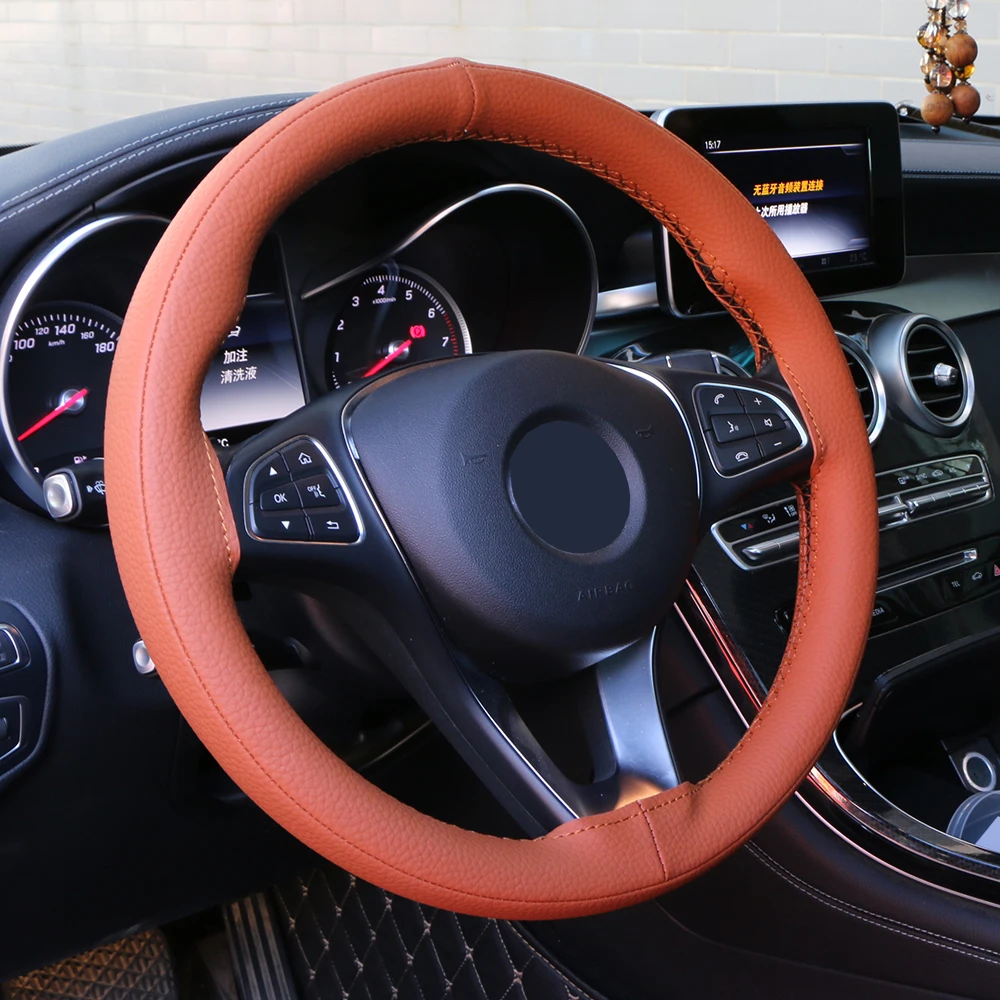 3D чехол рулевого колеса автомобиля Универсальный/DIY Авто Руль оплетка кожаный руль защита автомобильного интерьера