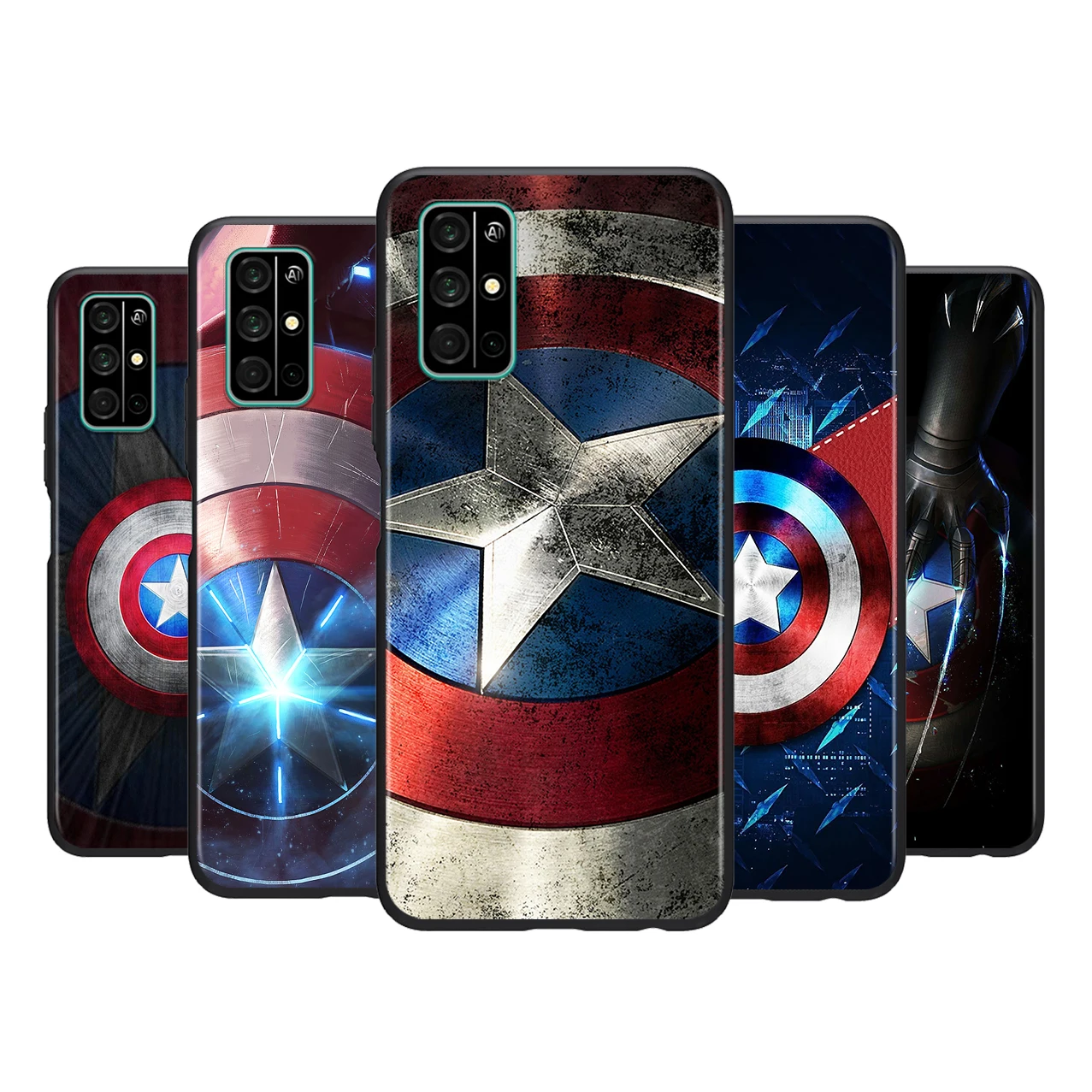 

Shield captain america marvel For HUAWEI Honor 50 30 V30 20 View 20 20E X10 10 Pro SE Lite 5G Silicone Black Soft Phone Case