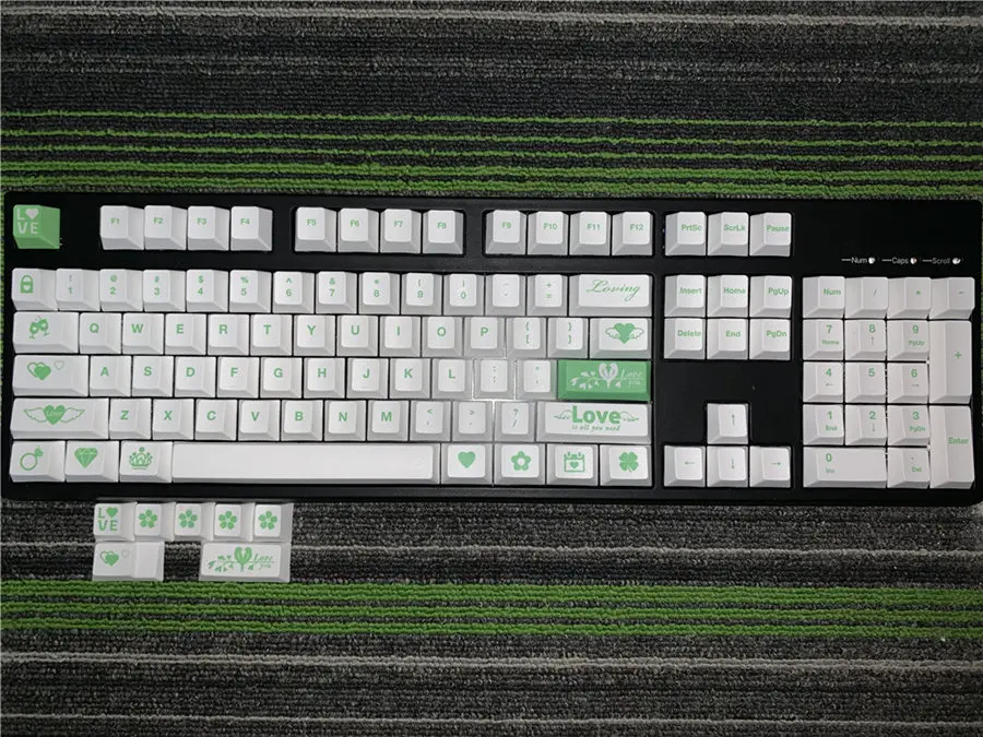 Light green Keycap Любовь клавишные колпачки из ПБТ полный Наборы/краситель подкровать keycap/механическая клавиатура Pbt вишня профиль - Цвет: Light green Keycap
