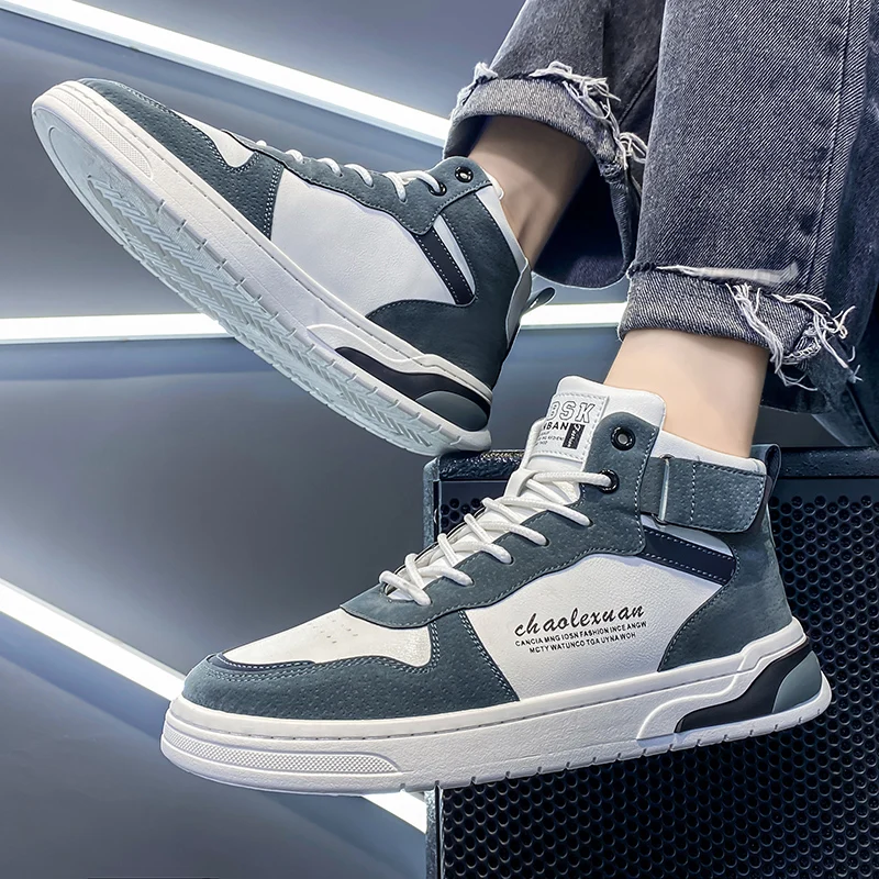 Кроссовки мужские на плоской подошве Вулканизированная подошва дышащая кожа