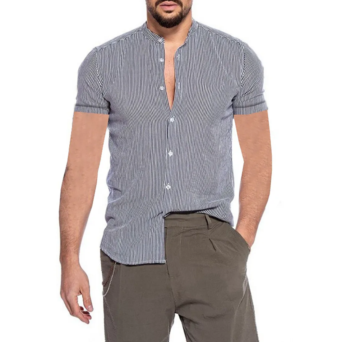 

Summer Short Sleeve Leopard Print Shirt Beach Men Lapel Neck Loose Button Up Blouse Breathable Streetwear Sexy Shirts Men 2021