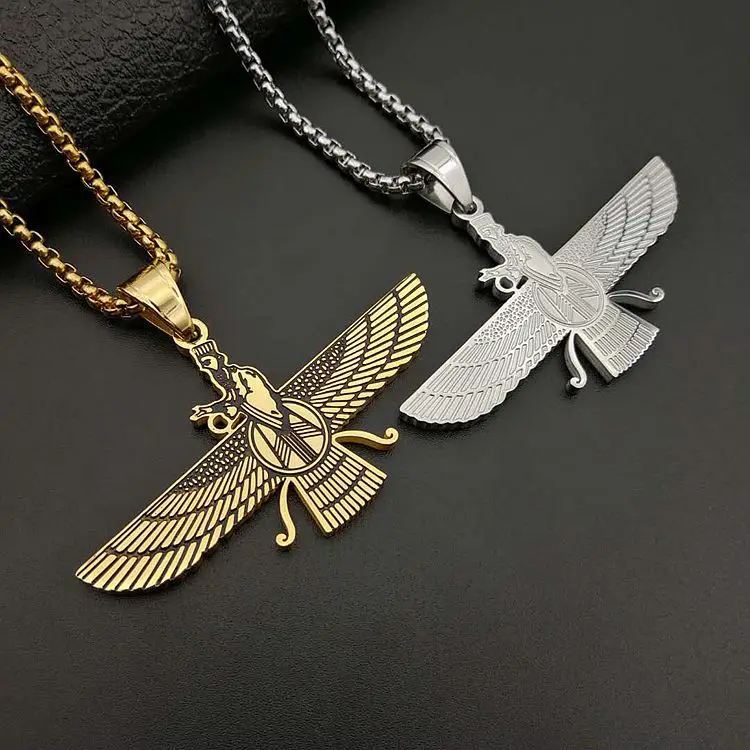Мужская хип хоп Iran Faravahar Ahura Mazda подвеска ожерелье из нержавеющей стали Мужские