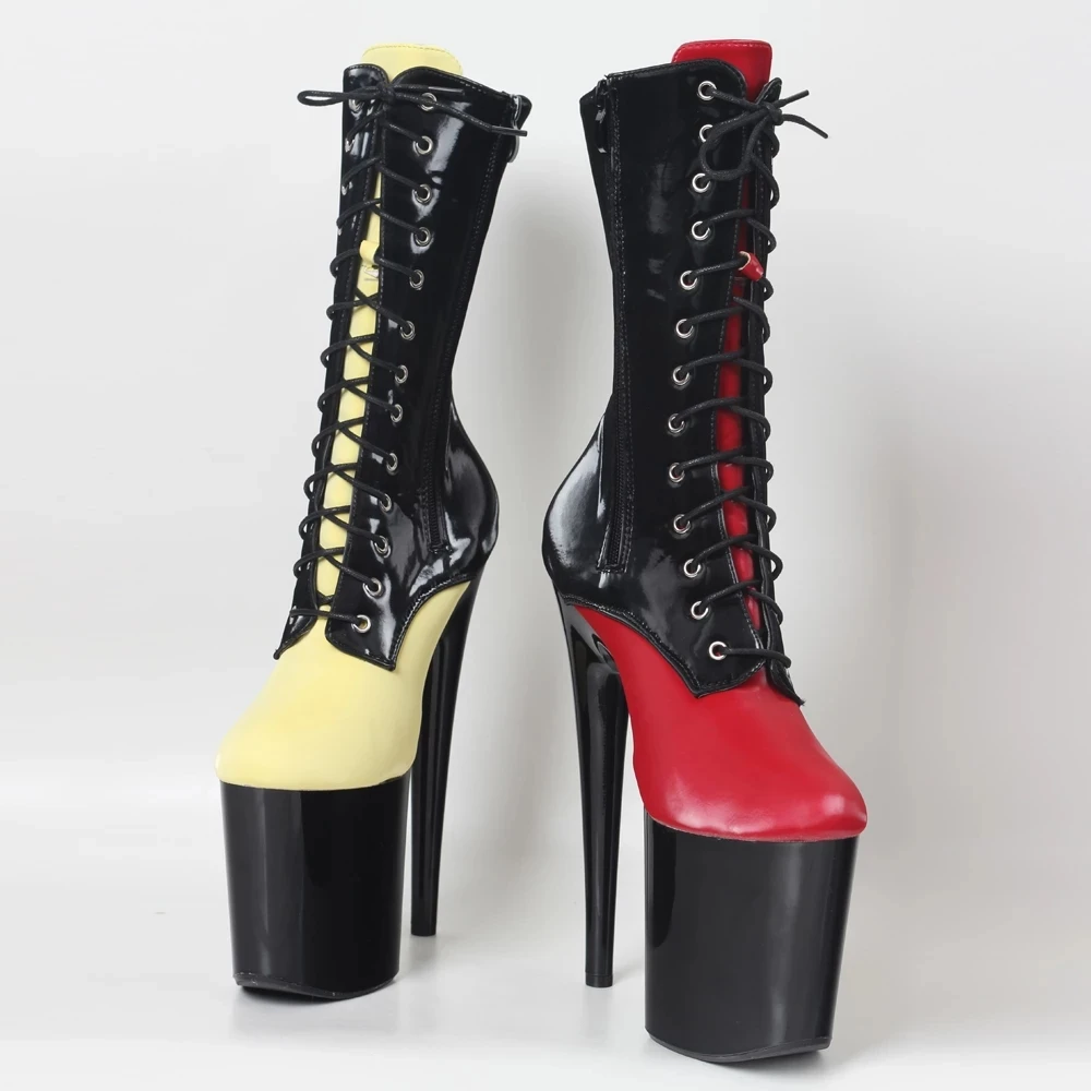 Womens 20CM High Heel Mixed Color Platform Pole Dance Ankle Boots Custom Colors