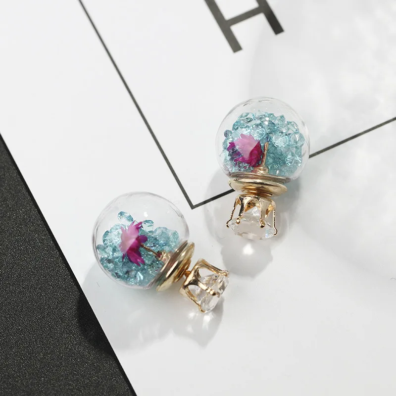 

FDLK 2020 Fashion Modern Women Earrings Glass Ball Crystal Zircon Flower Earrings Women Accessories Jewelry Cute Girl Gift