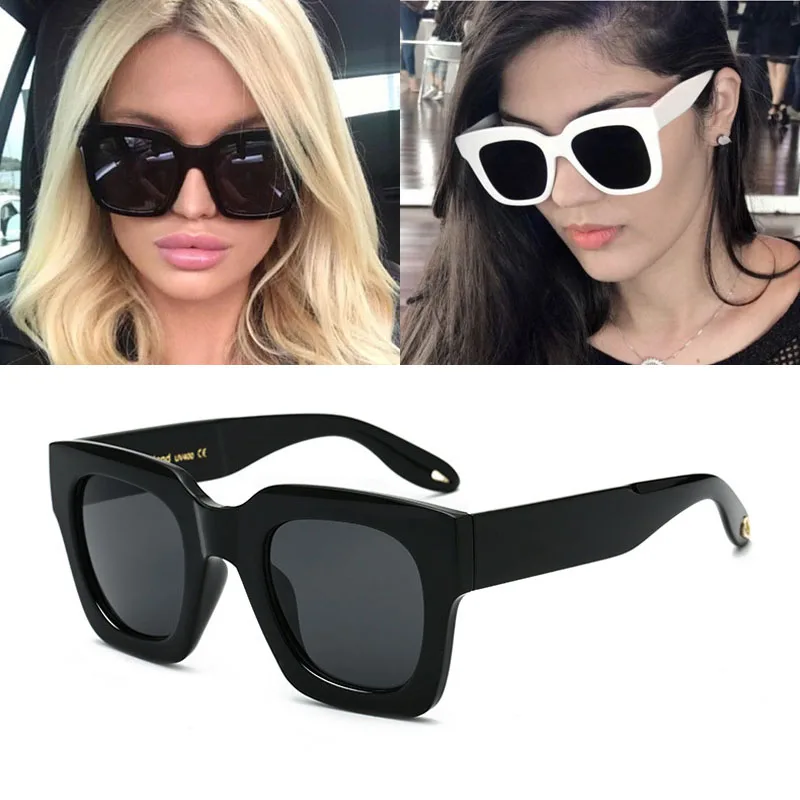 Звездный стиль белые качественные солнцезащитные очки квадратные женские с