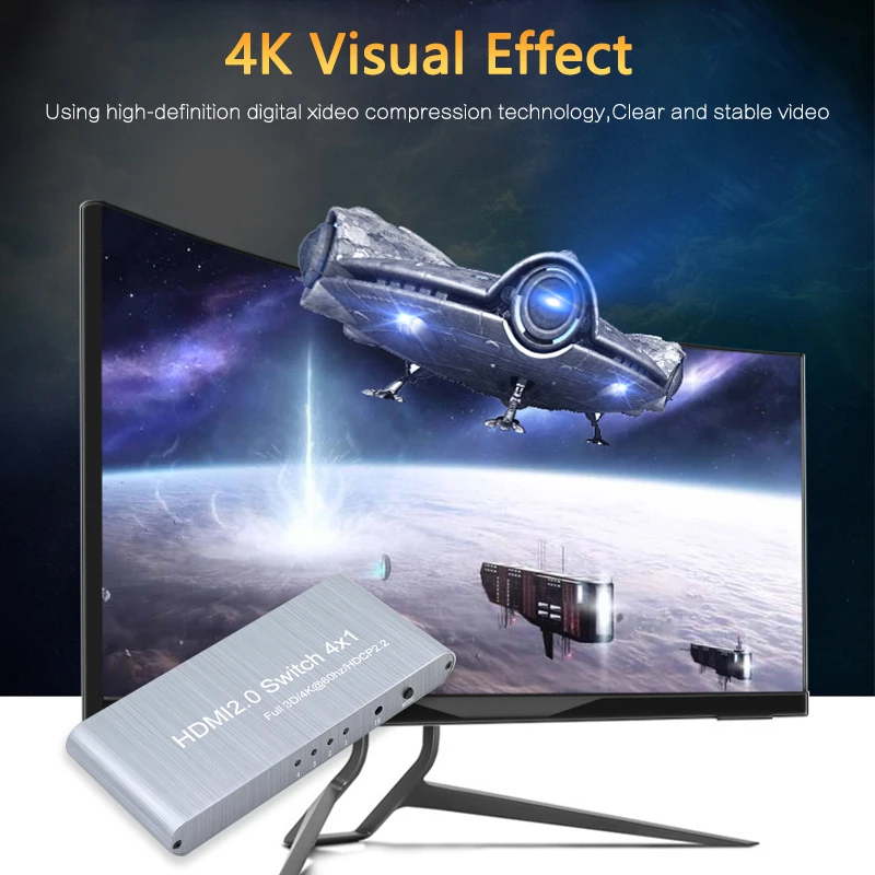 HDMI Switch 2.0 4K 2K Switcher Adapter 4 in 1 out Selector 4x1 Splitter Full 3D 4K60Hz HDCP2.2 for HDTV Xbox PS3 PS4 |
