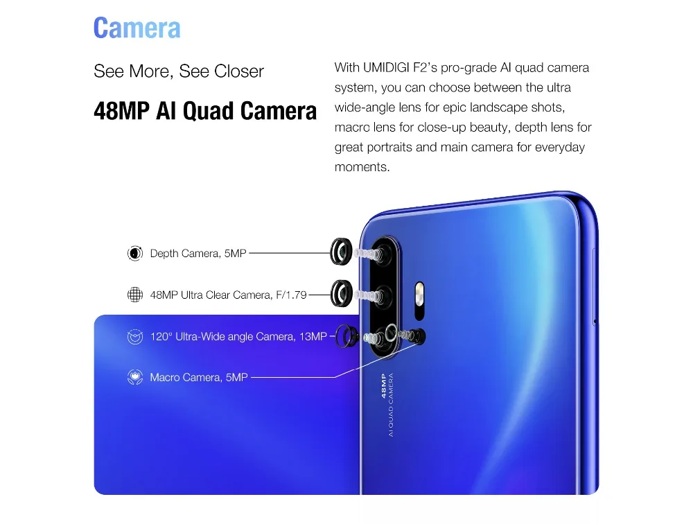 UMIDIGI F2 Android 10 Helio P70 6 ГБ 128 Гб мобильный телефон 5150 мАч 18 Вт Быстрая зарядка 6,5" 48 МП 32 МП камера двойной 4G LTE NFC Смартфон