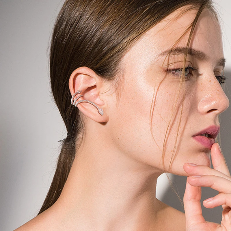 Серьги клипсы в виде змеи стиле панк рок Ювелирное Украшение для офиса леди