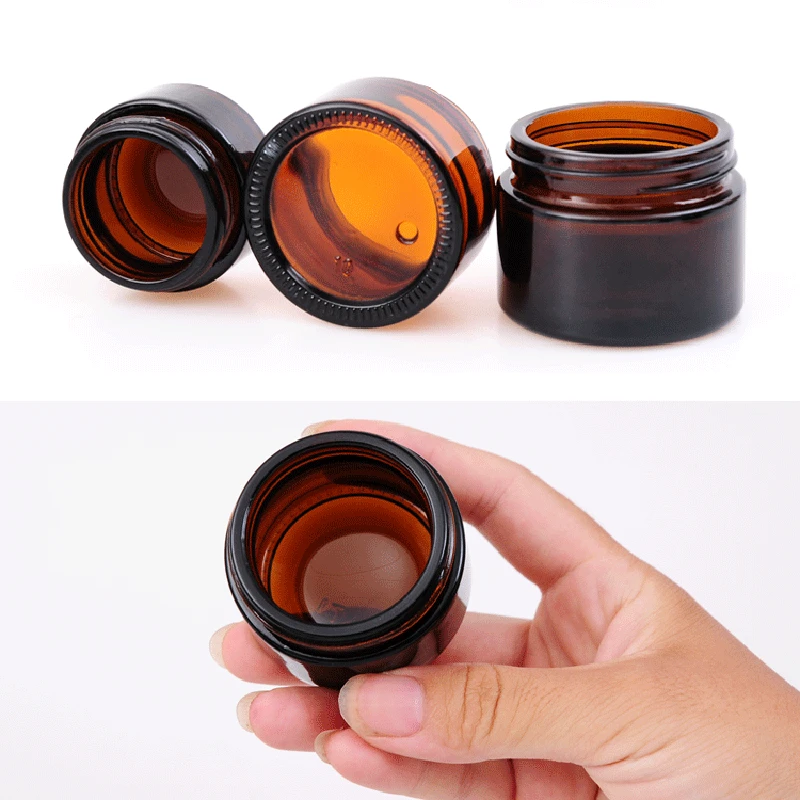

10pcs x 5g 10g 15g 20g 30g 50g Amber Clear Glass Jar Container Cosmetic Cream Lotion Powder Frosted Matte Pot Travel Bottle