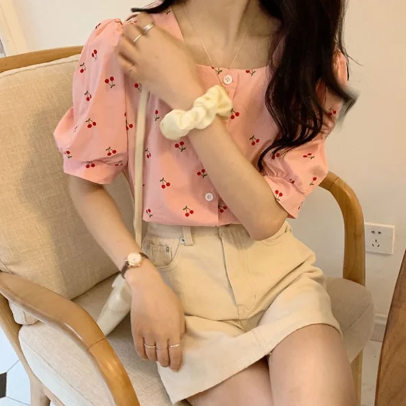 Винтажные элегантные летние милые стильные женские повседневные рубашки с