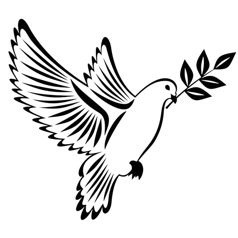 

Creative Dove of Peace with Olive Branch Birds Car Sticker Decal Window Decoration Windshield Motorcycle Laptop PVC 16cm X 14cm