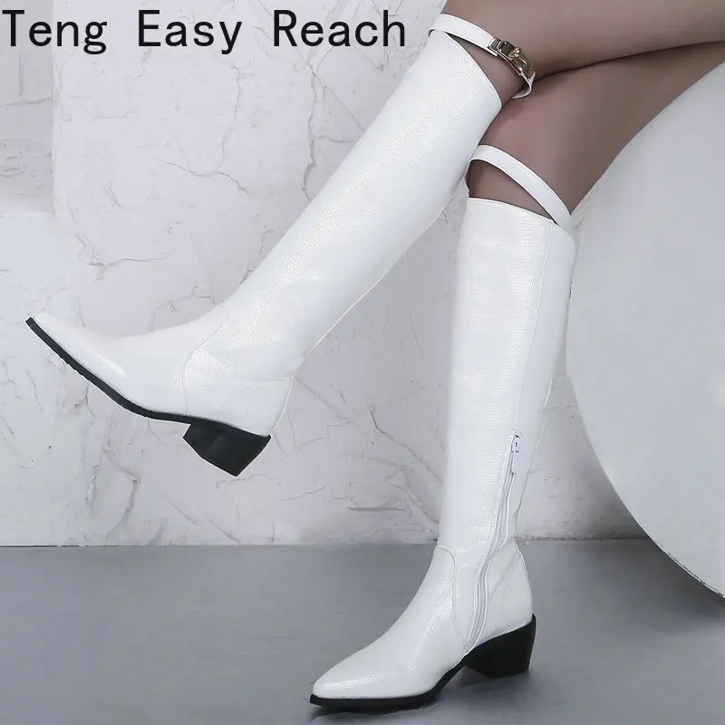 

2021 г., женские сапоги до колена модные женские сапоги из искусственной кожи с острым носком на квадратном каблуке зимние короткие плюшевые сапоги черного цвета на молнии сбоку