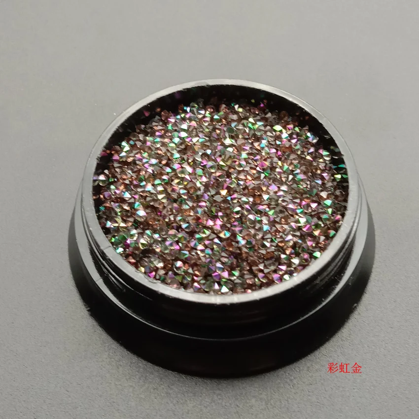 SS3 Rainbow gold 1 коробка/1440 шт стеклянные Хрустальные Стразы для ногтей дизайн ювелирных изделий микро Стразы для 3D украшения для ногтей 1,2 мм - Цвет: SS3 Rainbow gold