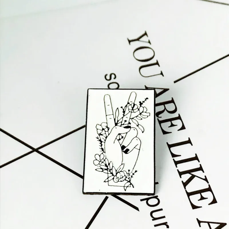 Черно белые ножницы ручная брошь для растений женщин креативные ретро джинсовые