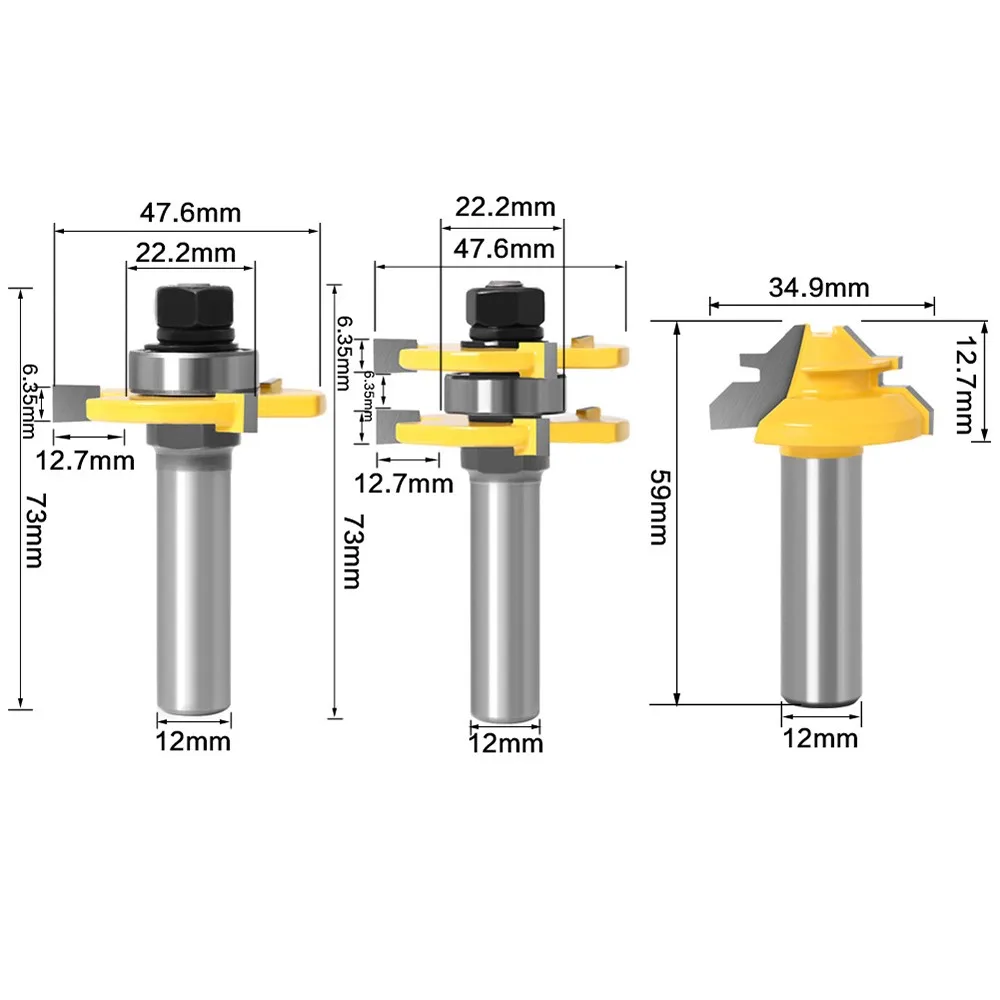 

Shank Tongue Groove Joint Assembly Router Bit Set 45 Lock Miter Bit 1/4 Solid Steel Wood Cutter Woodworking Milling Tool