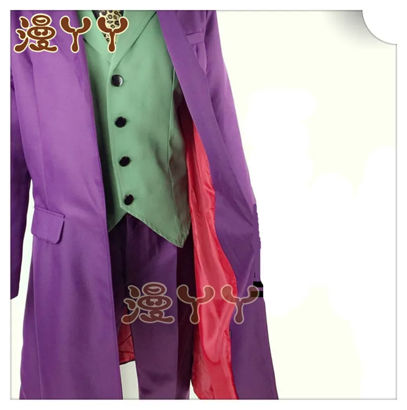 

1:1 Halloween mens Movie The Dark Knight Joker Costume Heath Ledger Cosplay Suit Purple Jacket Full sets