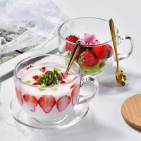 oatmeal breakfast large capacity glass bowl water cup with lid clear fruit salad milk household kitchen food storage container