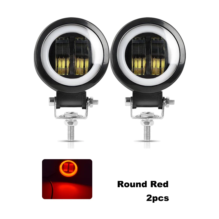 2pcs round red Nlpearl 3 дюйма Круглый СВЕТОДИОДНЫЙ противотуманные фары для авто 4 × 4 SUV 20 Вт Автомобильный свет с светодиодный ангельские глазки для внедорожника грузовика трактора точечный луч 9-32 в - Цвет: 2pcs round red