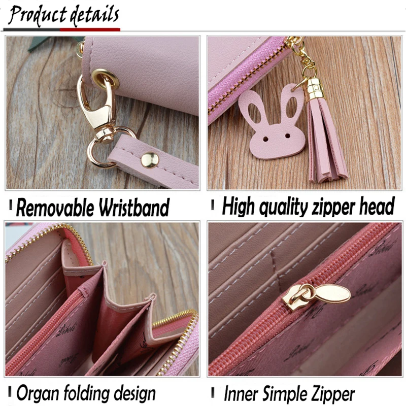 Модный женский складной кошелек на молнии с рисунком мультяшных животных кошек