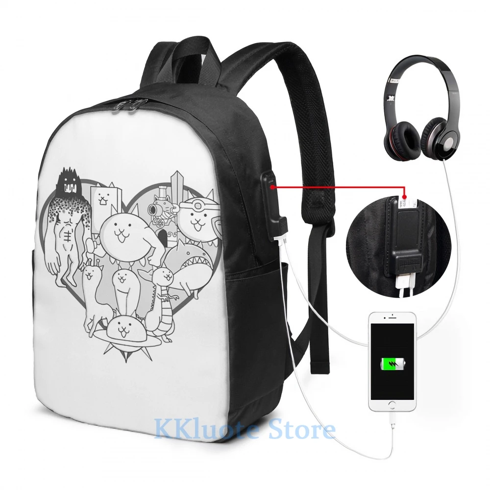 Забавный рюкзак с графическим принтом Battle Cats Evolved USB зарядка мужские школьные