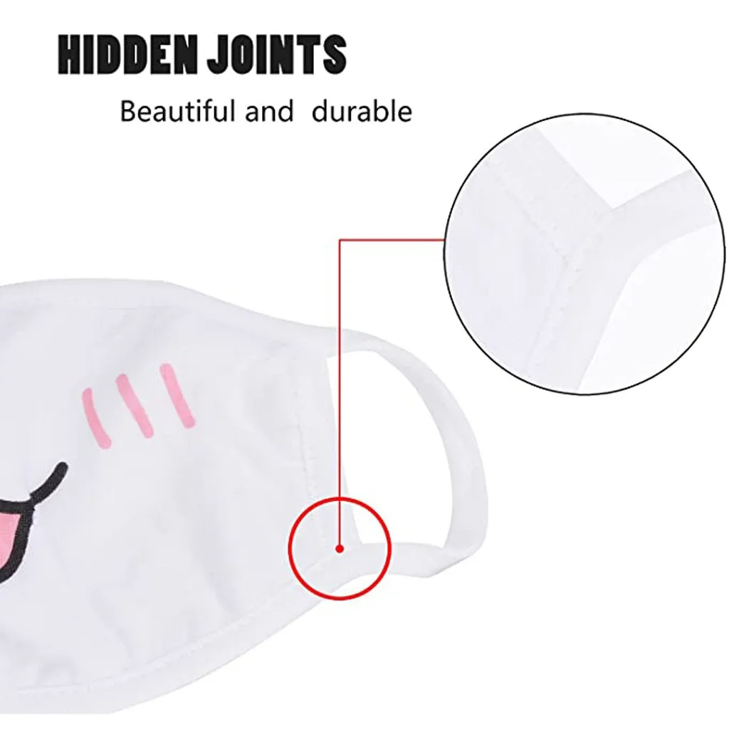 

10PC Unisex Mouth Cotton Masks White Cute Anime Anti Dust Kawaii Muffle Face Mask Washable Reusable mascarilla tela lavable A50