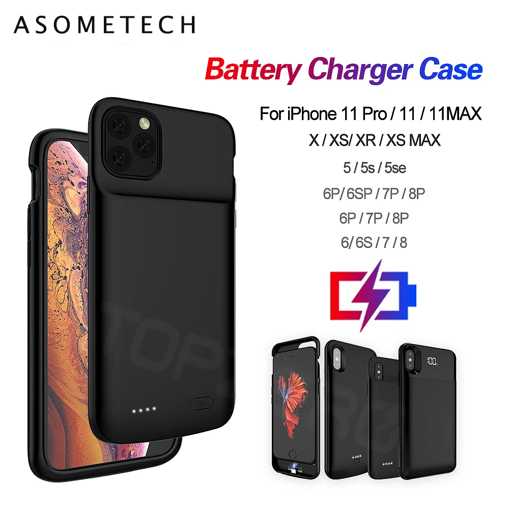 Чехол для телефона с зарядным устройством для iPhone X XS Max 11 Pro, ультра тонкий 5000 мА/ч чехол для зарядки аккумулятора, внешний аккумулятор для iPhone 6, 7, 8 Plus