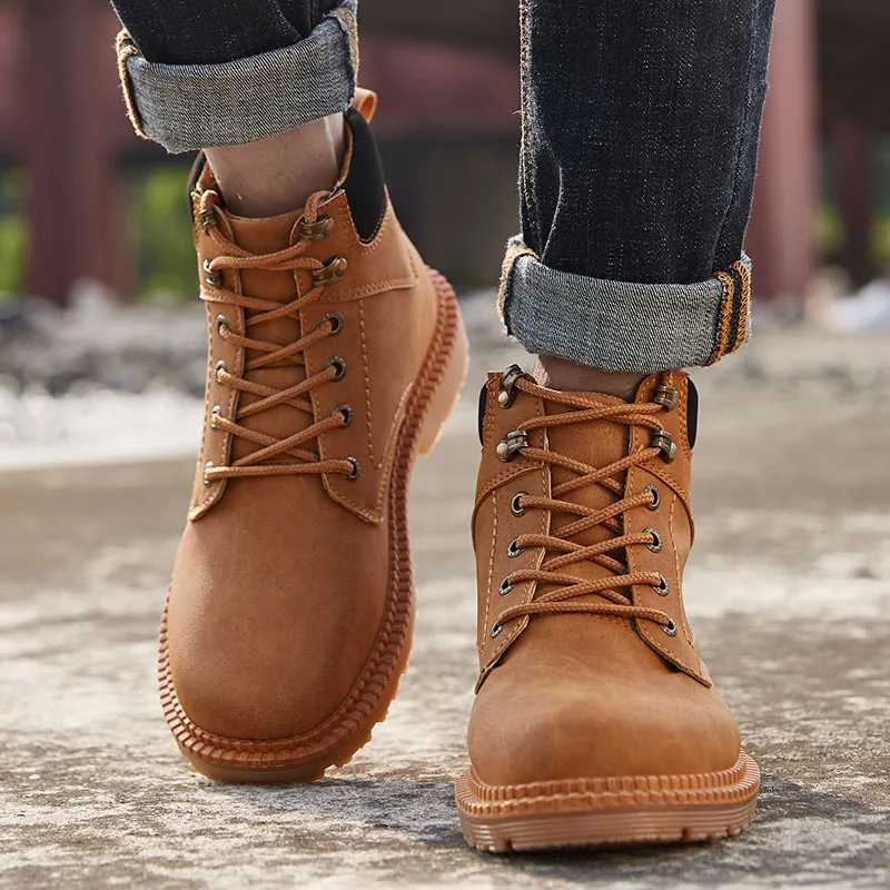 Новинка 2019 года модные мужские кожаные ботинки сезон осень-зима удобные в