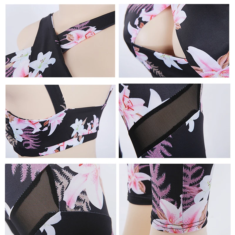 

Women Print Cartoon Boom Running Yoga Suits Sportswear High Waist Fitness Pants harajuku sports Set Gym workout clothes NVYJ29