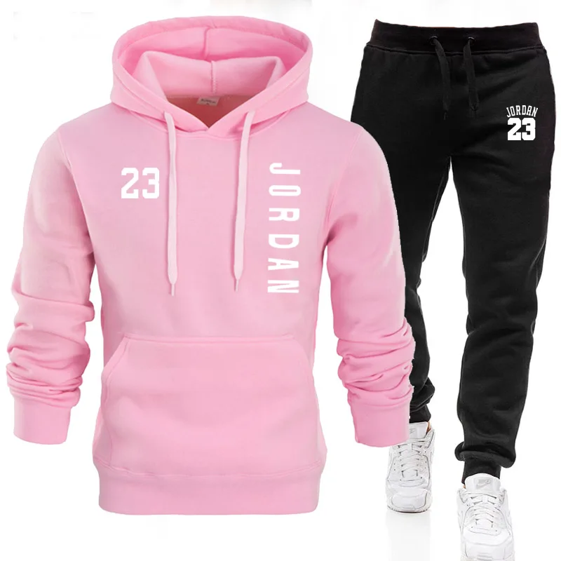 

Men's Solid Color Printed Hoodie And Foot Pants Two-Piece Spring And Autumn Men's Jogging Tracksuit Set Men's Clothing