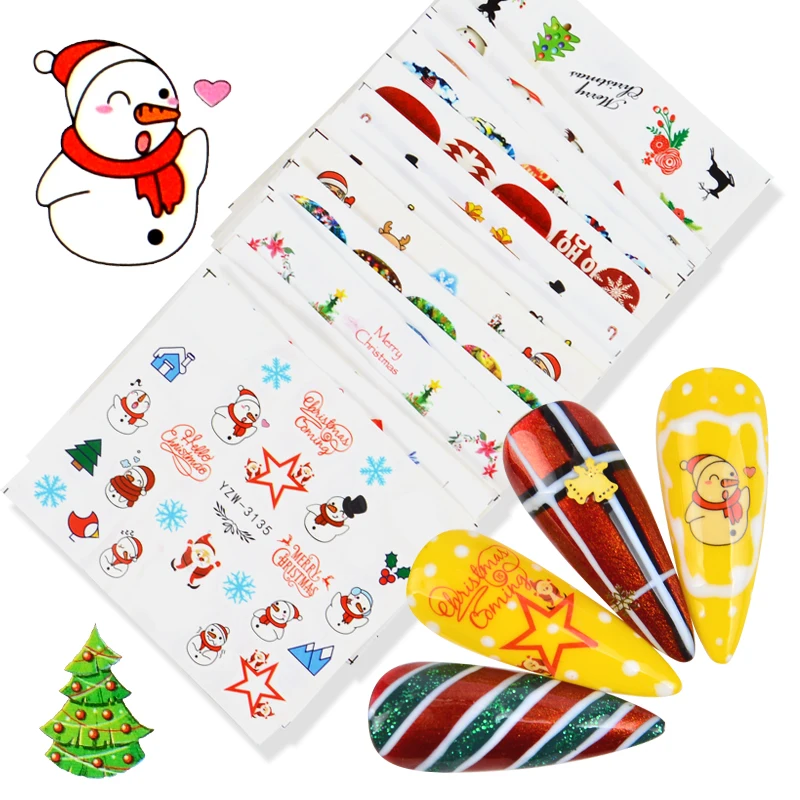 

1PC Christmas Halloween 3D Nail Stickers Cartoon Santa Claus Bat Pumpkin Nail Transfer Decals Decoration Manicures Accessories