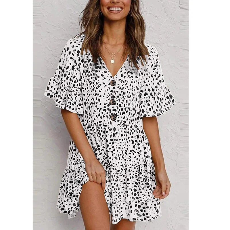 

Женское мини-платье в горошек, с рукавом до локтя