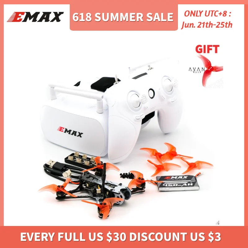 Emax официальный Tinyhawk II Фристайл RTF FPV гоночный Дрон комплект RunCam Nano2 37CH 25/100/200mW VTX 2S